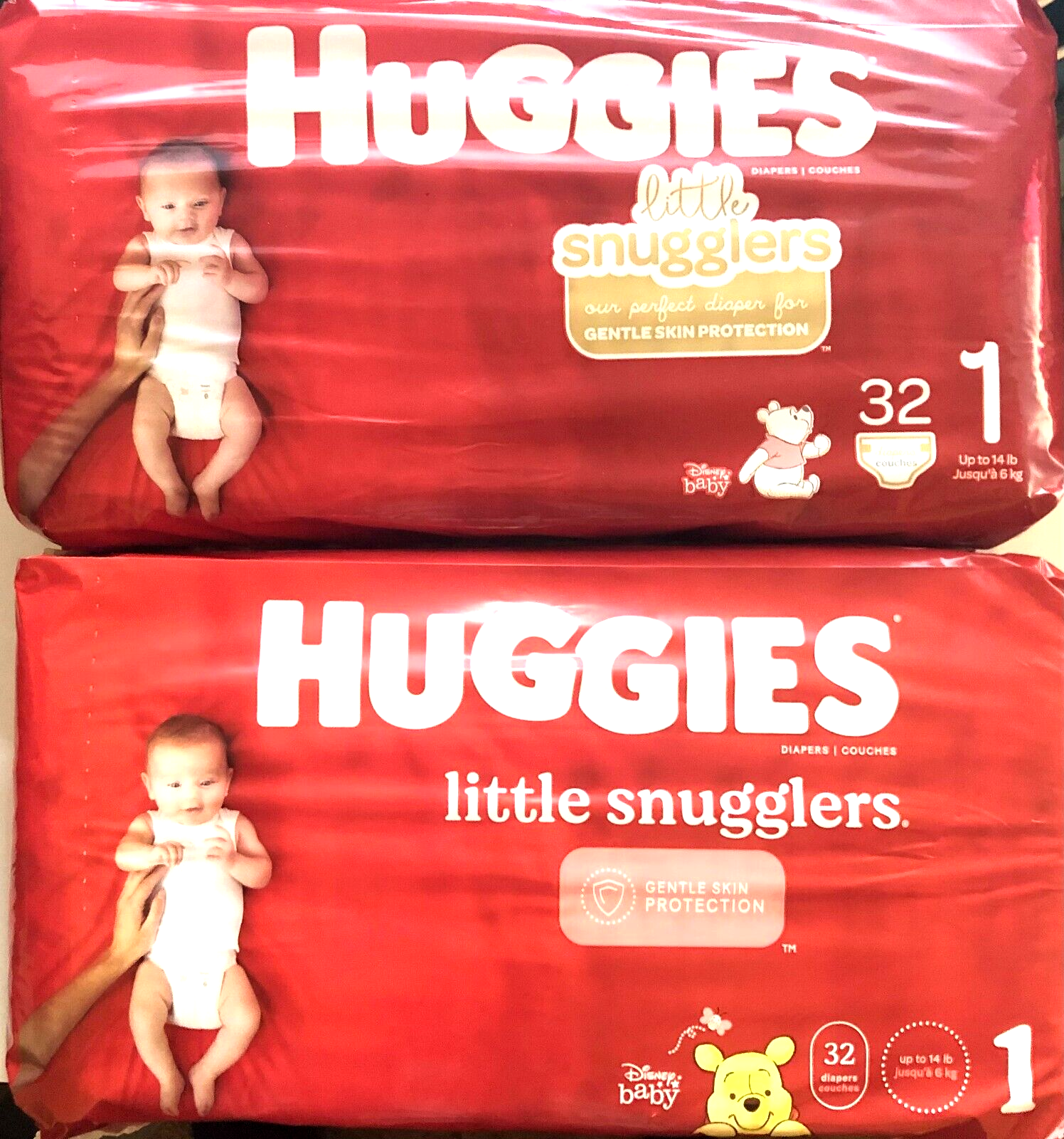 Huggies Little Snugglers Baby Diapers, Size 1, 32 Ct Up to 14 lb (2 Lot=64 Count Huggies Huggies Little Snugglers
