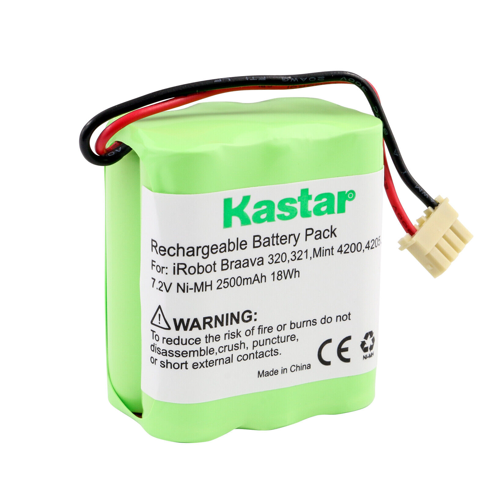 Kastar Ni-MH Battery 7.2V 2500mAh for iRobot 4408927 GPRHC152M073 Braava 320 Kastar SBA-BRAAVA320-1