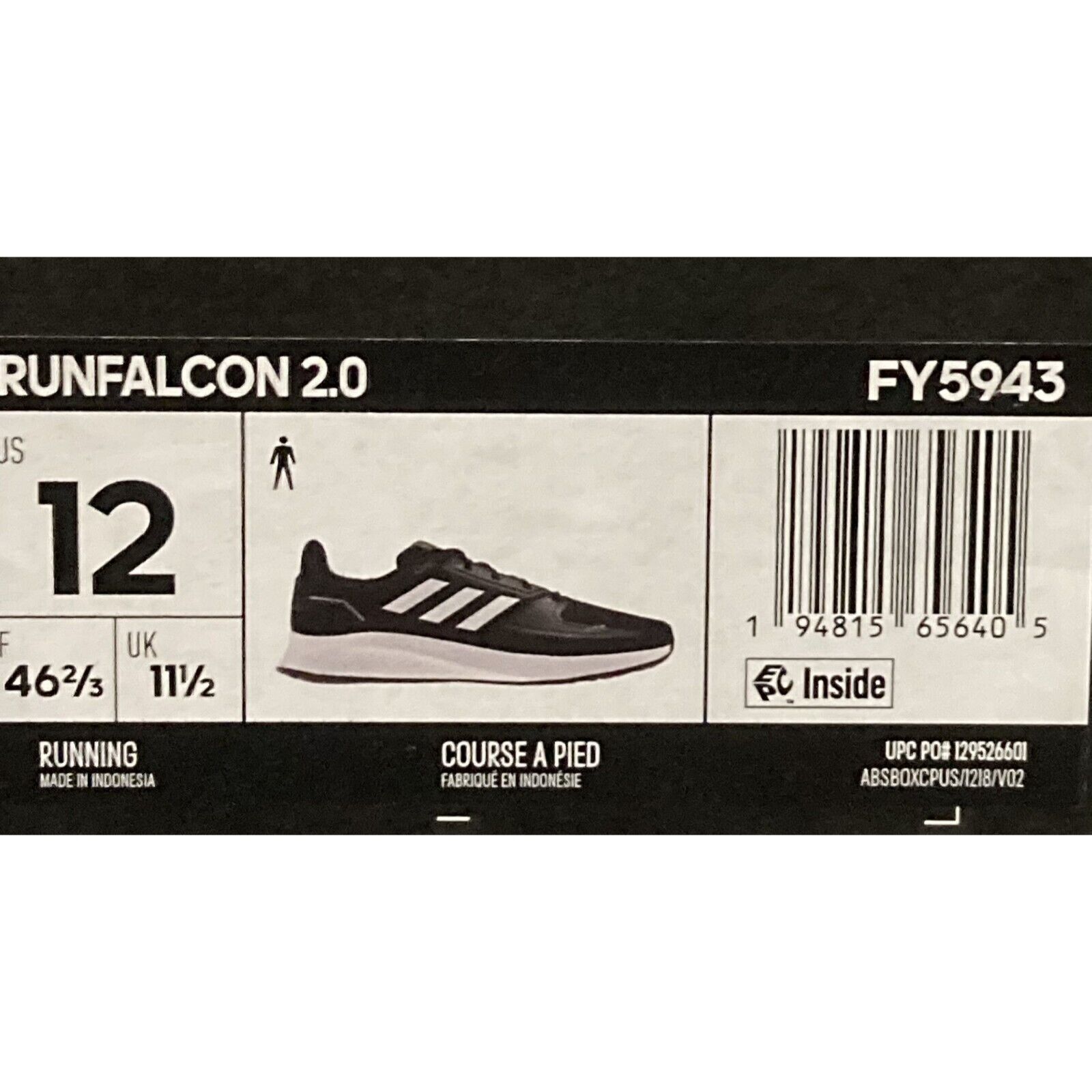 NEW Adidas Run Falcon 2.0 Running Sneakers Mens 12 Black White Lightweight Shoes Adidas adidas Runfalcon - фотография #6