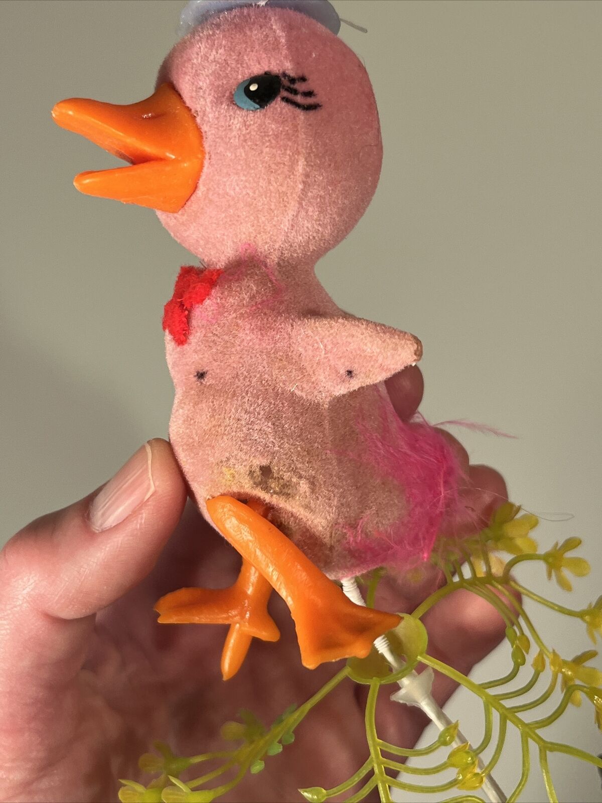 3 Vintage Easter Picks Flocked Birds Ducks Chicks Craft Basket Flaws AS IS-READ Без бренда - фотография #4
