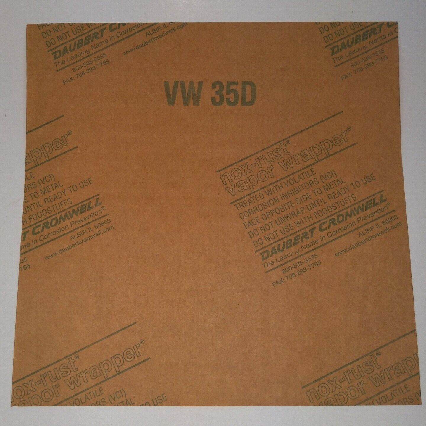 Lot of 25 VCI Paper 8"x8" Rust Prevention Storage Wrap Daubert Cromwell VW 35D Daubert Cromwell V35C0000S08X08X - фотография #2