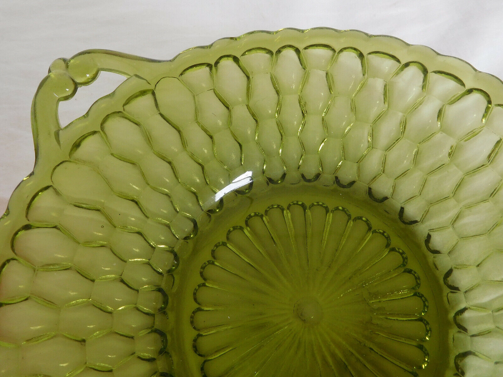 2 Indiana Glass HONEYCOMB BOWLS DISH Green Red yellow amber vintage antique Indiana Glass - фотография #3