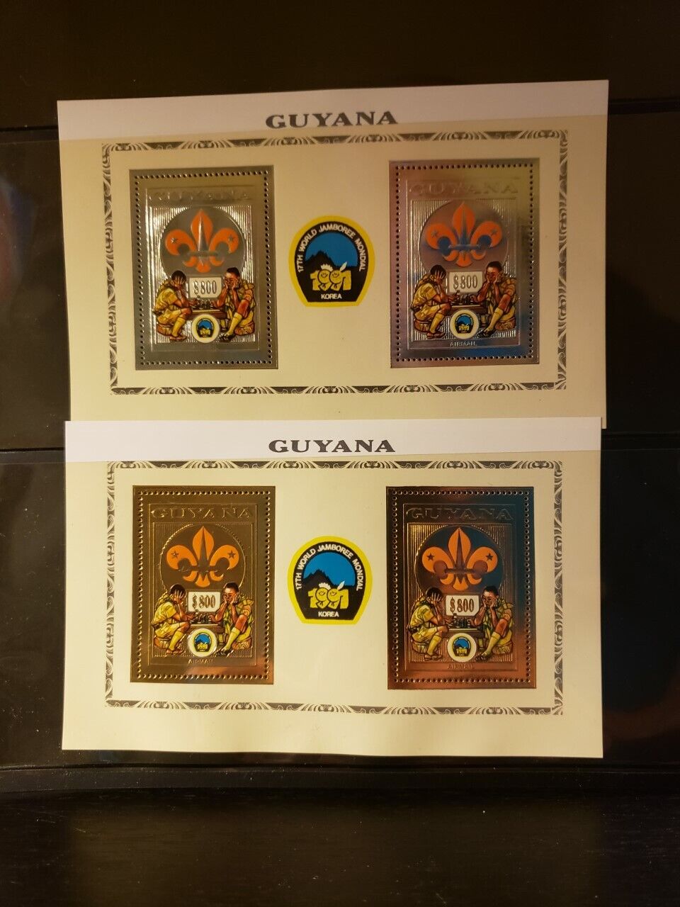Guyana Boy Scouts Silver & Gold Airmail Stamps & SS Lot of 6 - MNH- see list Без бренда - фотография #2