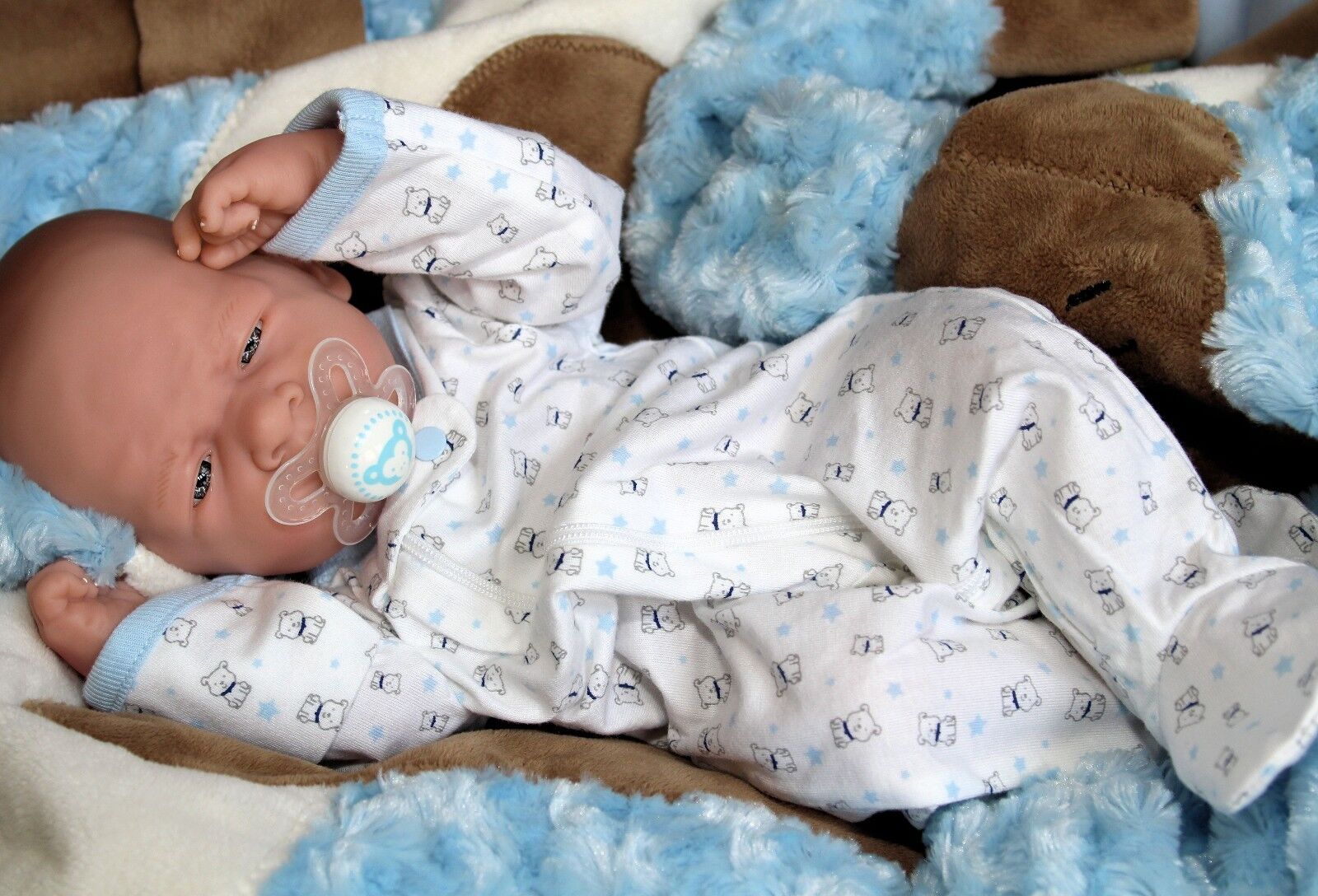 AWW! BABY BOY "DOGGIES"! Preemie Life Like Reborn Pacifier Doll + Extras Unbranded - фотография #2