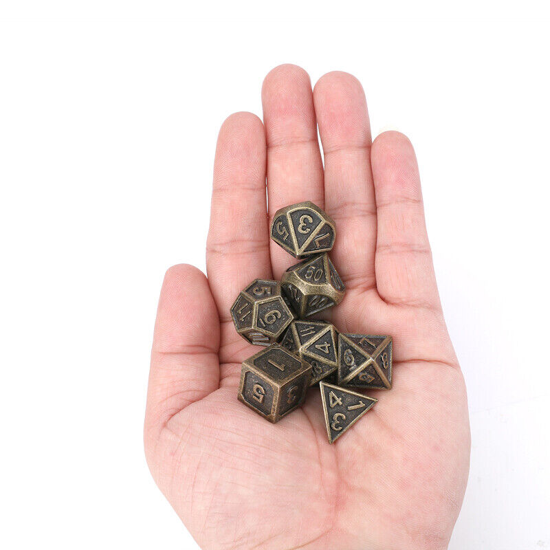 7pcs/Set Polyhedral Dice for Dungeons & Dragons DND RPG MTG Game Purple Bronze Unbranded - фотография #4