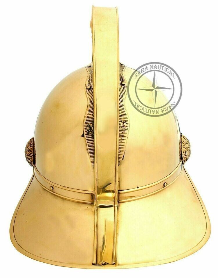 Medieval French Fireman Leather Helmet Brass & Leather Helmet For Decor Без бренда - фотография #2