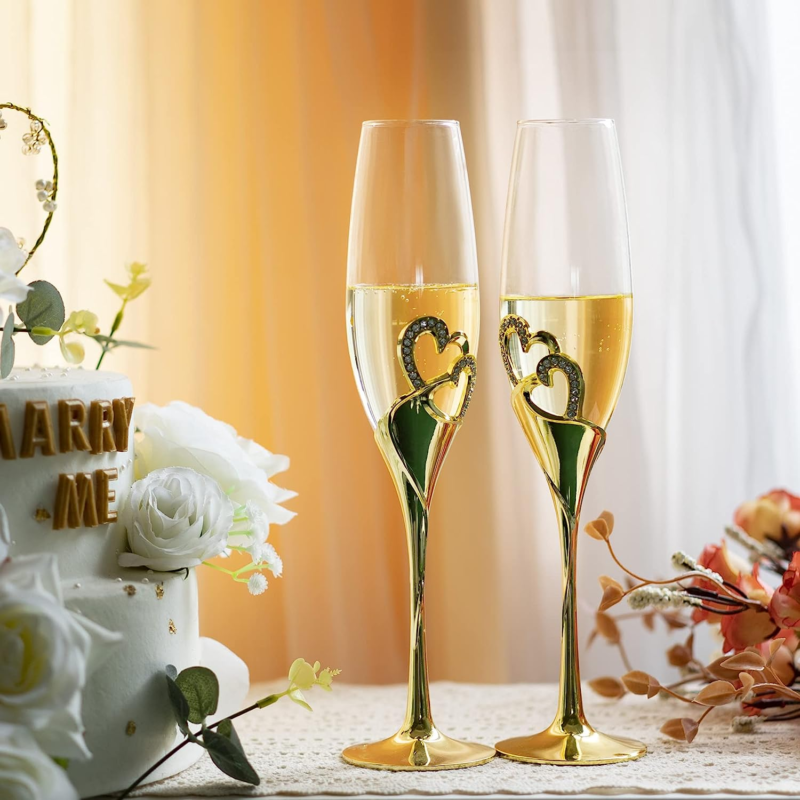 Wedding Champagne Goblets Toasting Flute Glasses for Bride and Groom Creative De Does not apply - фотография #4