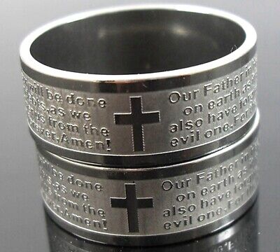 30pcs Etched Lord's Prayer Stainless Steel Ring  Men Jesus Religious Jewelry Unbranded