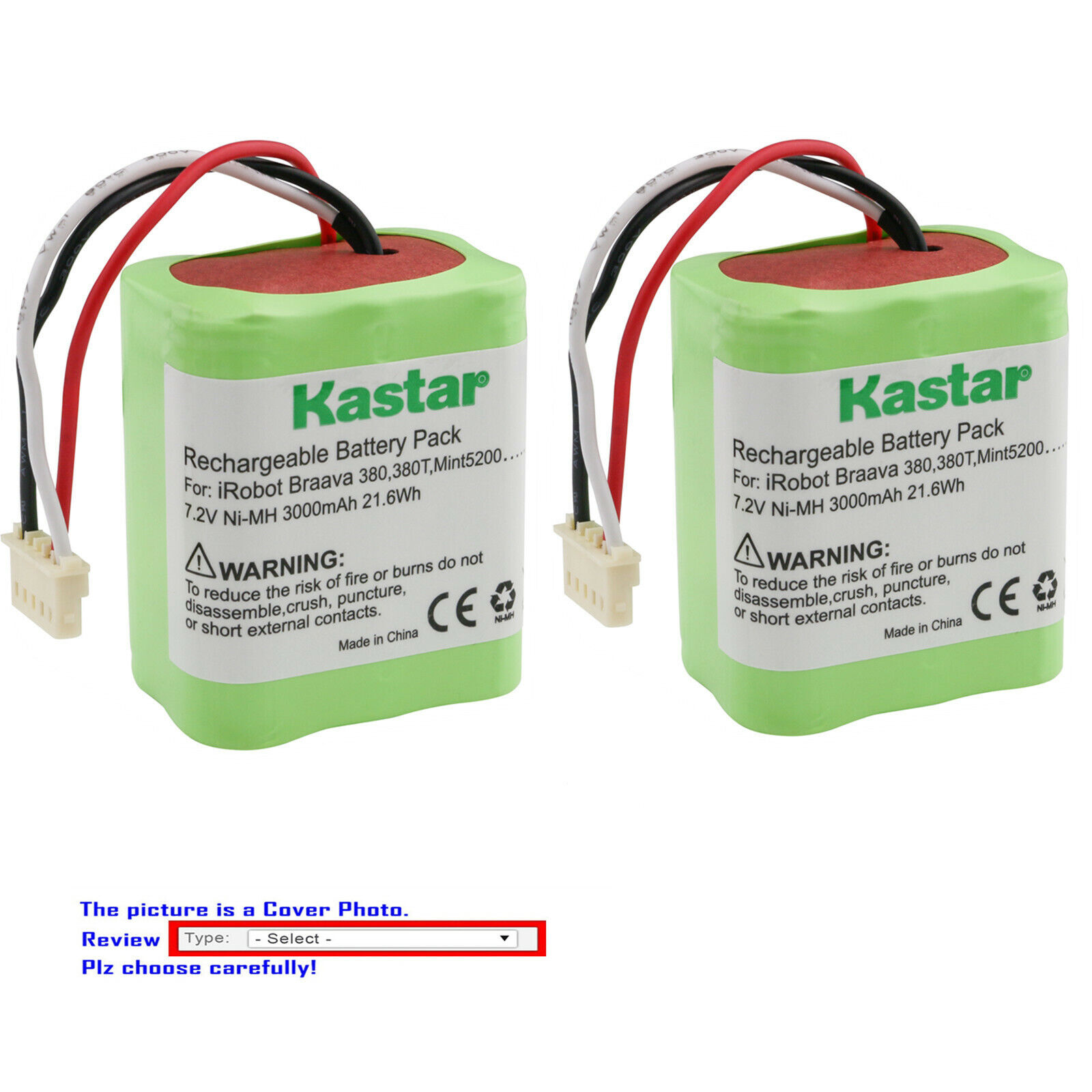 Kastar Battery for iRobot Braava 380 380T Mint 5200B 5200C Floor Mopping Robots Kastar SBA-BRAAVA380