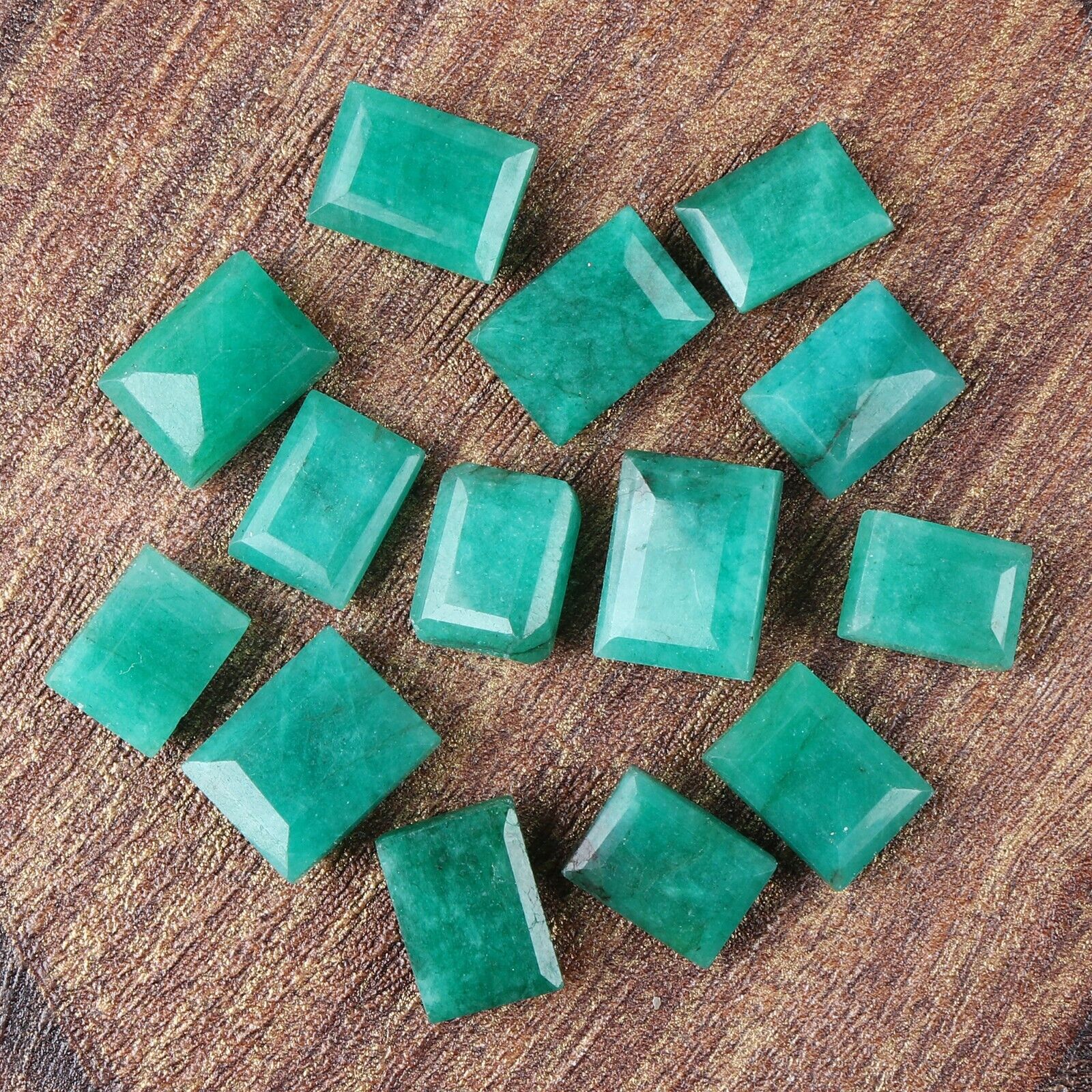 Best Natural Zambian Green Emerald Faceted Cut Loose Gemstone 150 CT/13 Pcs Lot treasure_hub