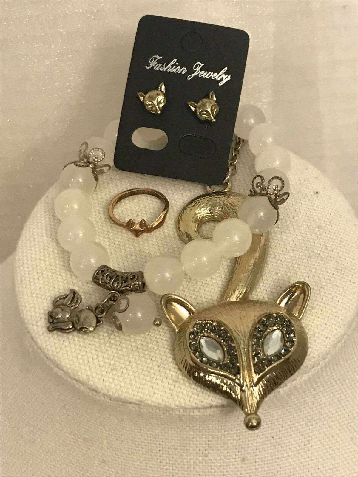 Vintage Fox Jewelry Bracelet Necklace Ring Earrings Collection Animal Foxy Unbranded