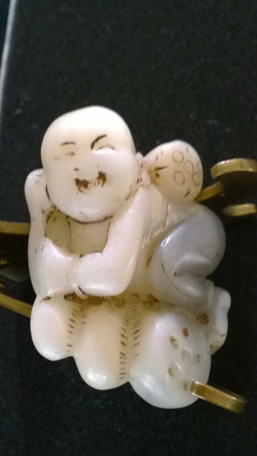 Group of Two (2)Nephrite Jade Lucky Wealth Babies w/Coins and Fruits Amulets. Без бренда - фотография #8
