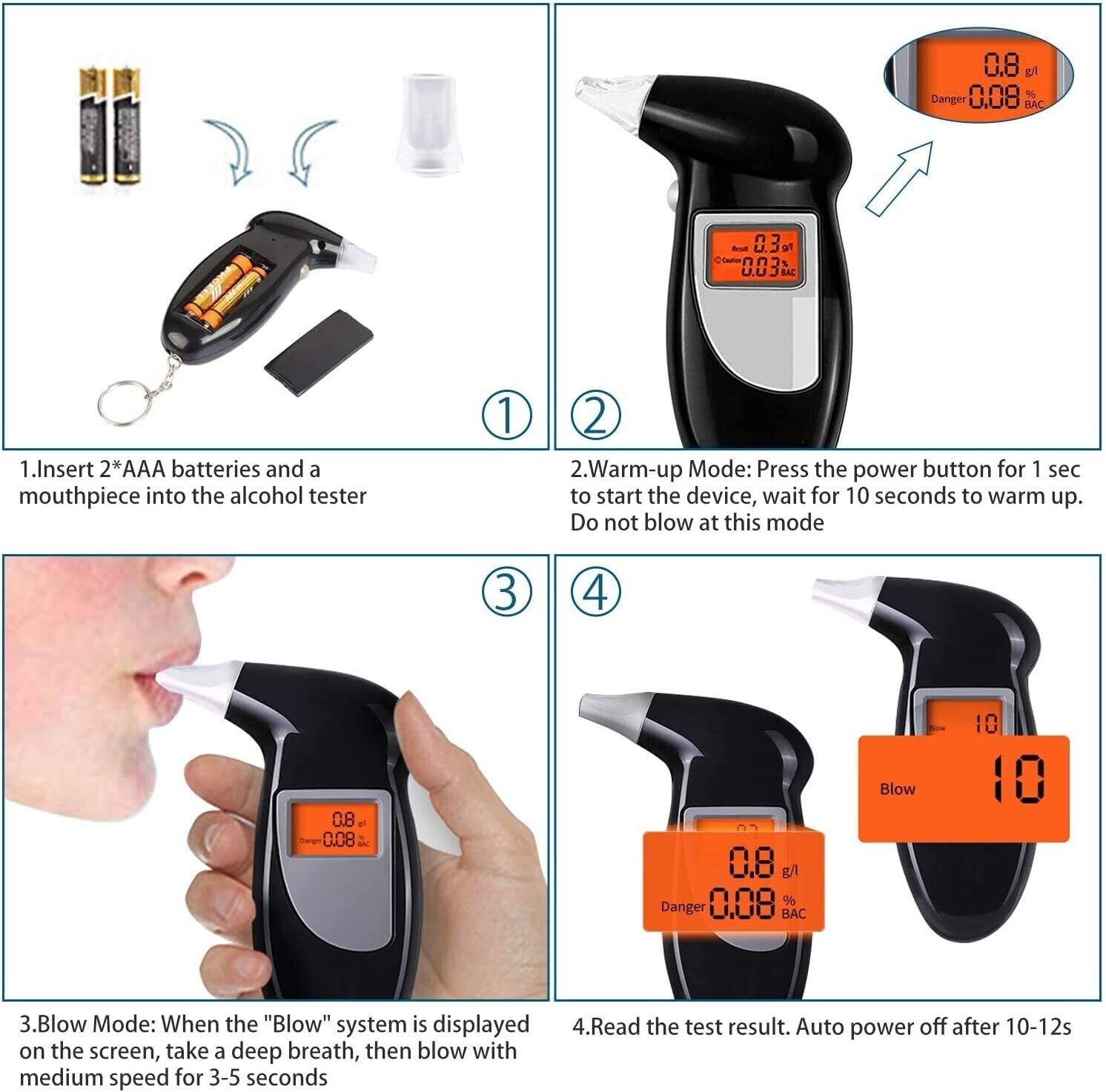 Digital LCD Police Breath Breathalyzer  Alcohol Tester Test Analyzer Detector US Candeal Does Not Apply - фотография #11