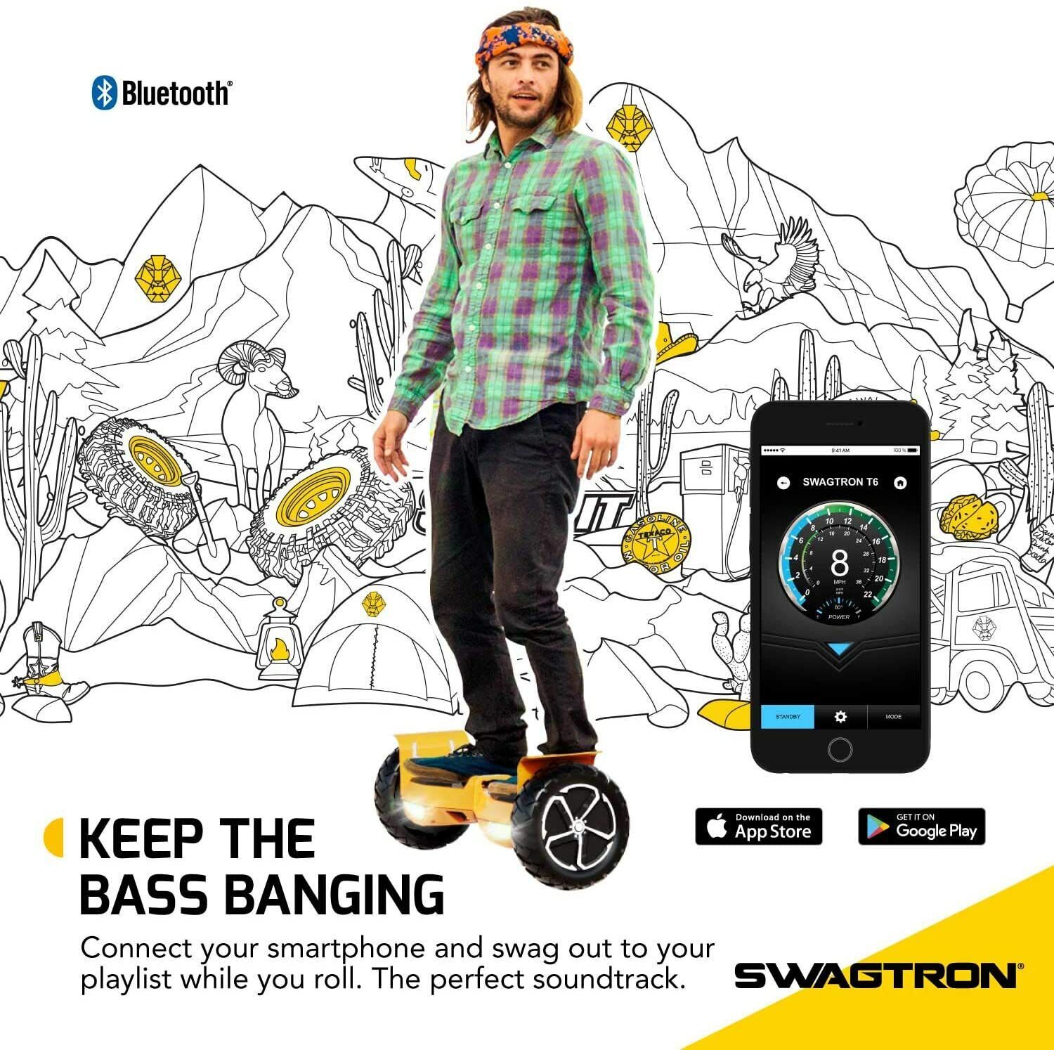 Swagtron T6 Adults Off Road 10"  Hoverboard Bluetooth 420 lb Weight Limit UL2272 Swagtron T6 - фотография #4
