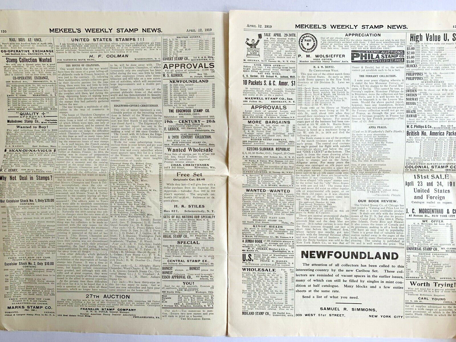 Vintage Philatetic News, 2 Mekeel's Weekly Stamp News April 12 1919 & Feb 8 1926 Mekeel's - фотография #4