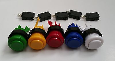 Arcade Push Button 5 Colors LOT of 10 with micro switch Без бренда