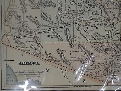 Lot 2 Antique Maps Arizona Gaskell's Atlas of the World 1893 ca 1900 Color Без бренда - фотография #8