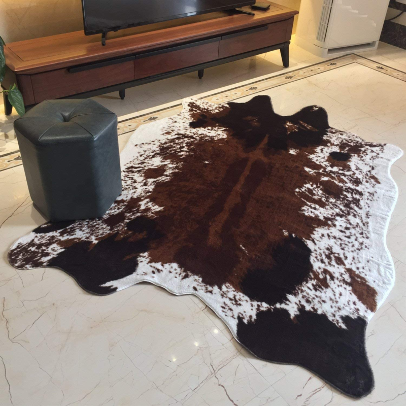 Natural Pattern Tricolor Faux Cowhide Rug Large,4.6Ft X 6.6Ft Cow Skin Rug for B Does not apply - фотография #8