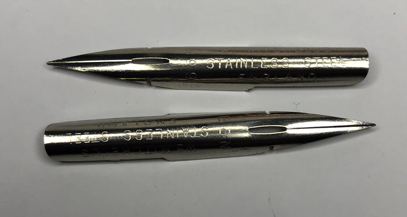 x2 William Mitchell's Stainless Steel "No.9" Pen 0221 Fine Nib Vintage Dip Pen William Mitchell - фотография #9