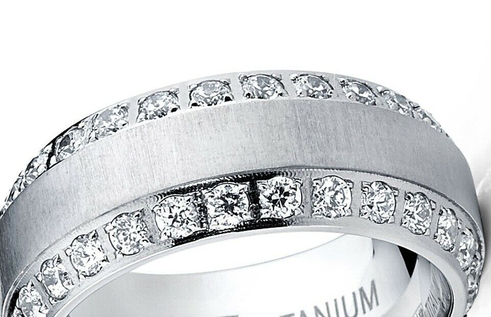  MENS OR WOMENS eternity TITANIUM LCS. DIAMOND WEDDING BAND RING SZ 12 + BONUS EXCEPTIONALBUY