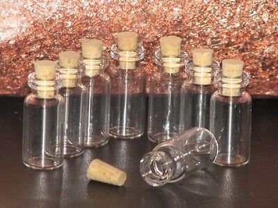 100 2ML Clear Glass Bottles with Cork Top unmarked