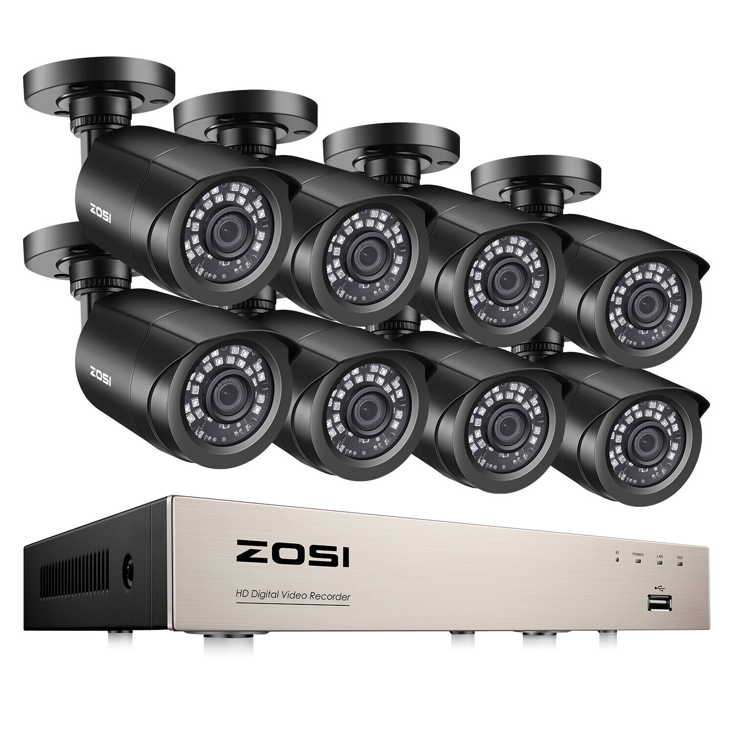 ZOSI 8CH 5MP Lite DVR 1080P Outdoor CCTV Security Camera System Kit Night Vision ZOSI 8VN-106B8S-00-US-A4