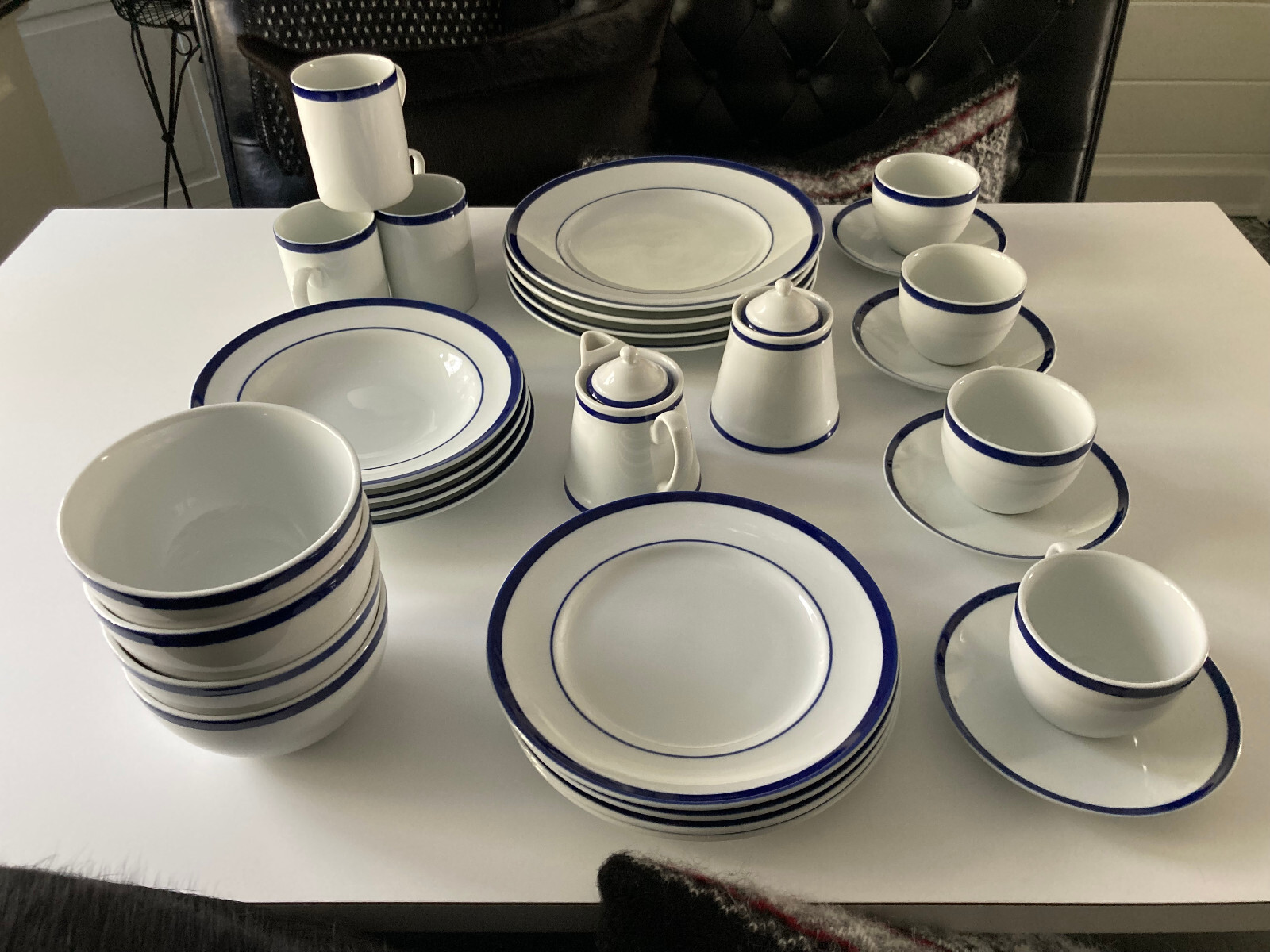 NEW 30pc SET! WILLIAMS SONOMA BRASSERIE BLUE & WHITE PORCELAIN DINNERWARE JAPAN Williams-Sonoma - фотография #17