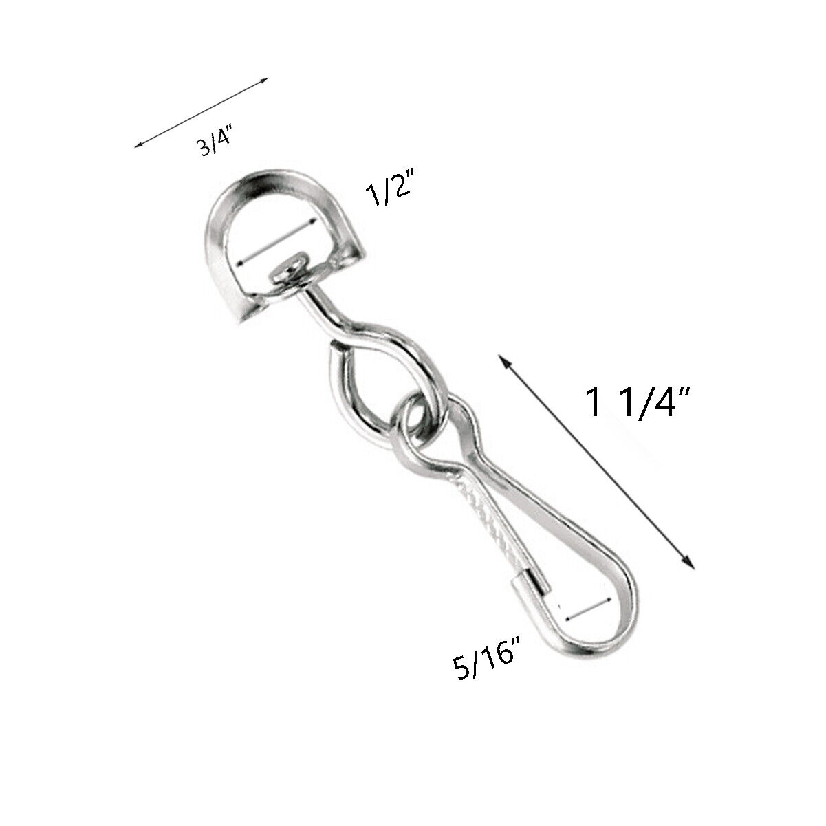 Bulk 100 Small Metal Swivel D Ring with 1-1/4" J Clips for DIY Face Mask Lanyard Specialist ID SPID-9970 - фотография #3