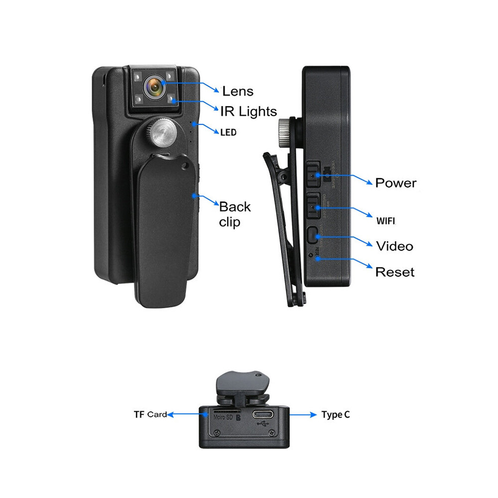WiFi Video Recorder DVR IR Night 1080P HD Cams Camcorder Mini Body Police Camera Unbranded Camcorder - фотография #13