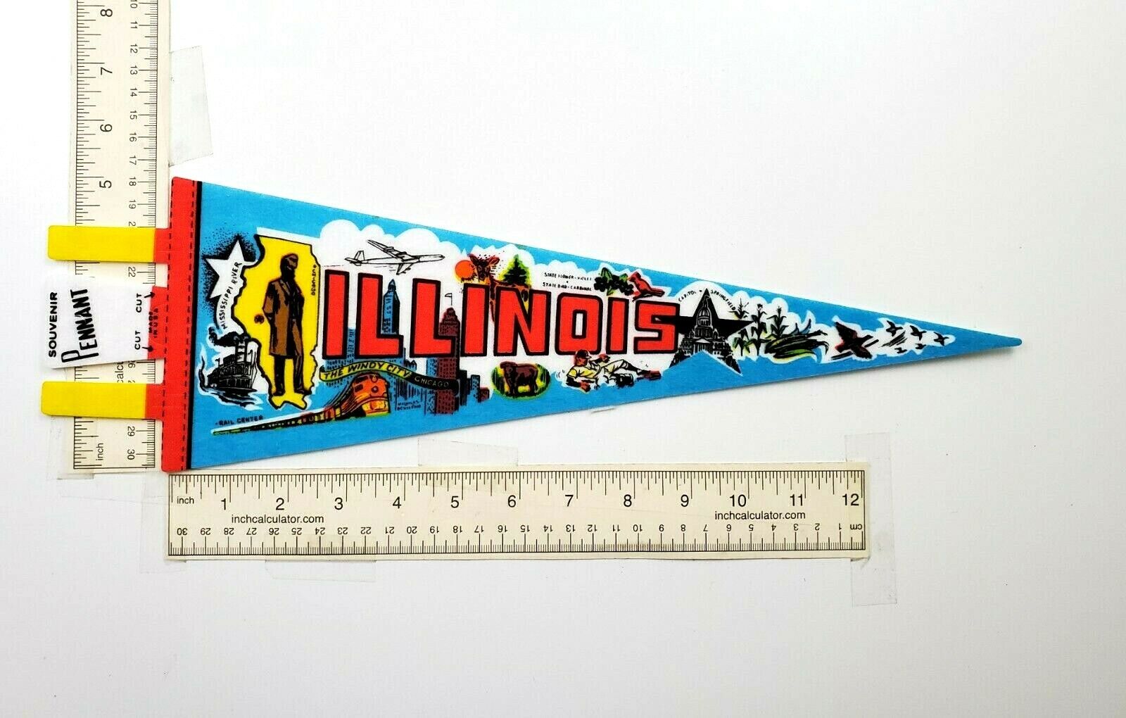 Illinois IL Cubs Lincoln Chicago Springfield Souvenir Pennant Flag Vtg Tourist Без бренда - фотография #5