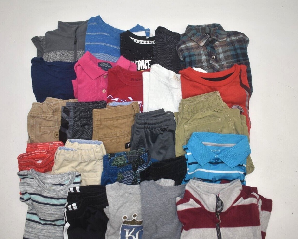 Wholesale Bulk Lot of 25 Boys Size X-Small 4-5 Mixed Season Tops Bottoms Pants Mixed Brand