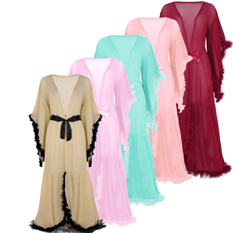 Sexy Women Lingerie Mesh Long Dress Babydoll Nightgown Bathrobe Sleepwear Unbranded Does Not Apply