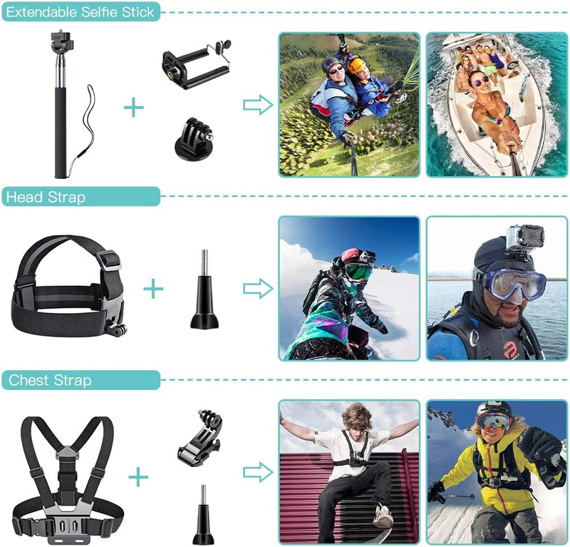 Essentials Accessories Kit for Hero 5/4/3/2/1 Session Hero LCD 18-In-1 Black SmilePowo - фотография #5