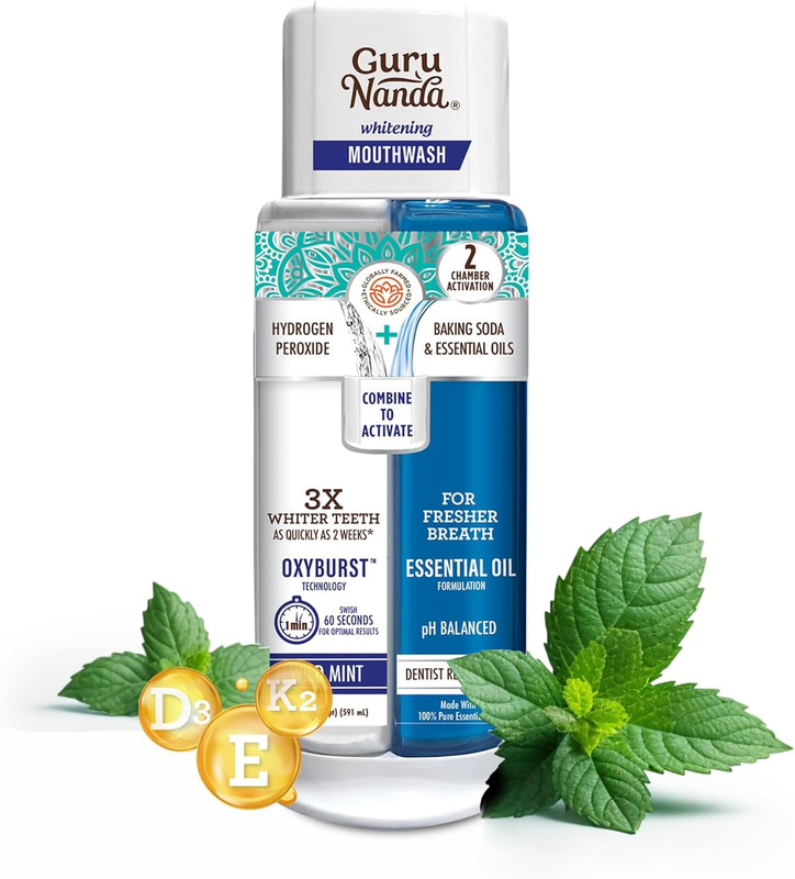 Dual Barrel Oxyburst Whitening Mouthwash - Contains Hydrogen Peroxide to Promote Does not apply