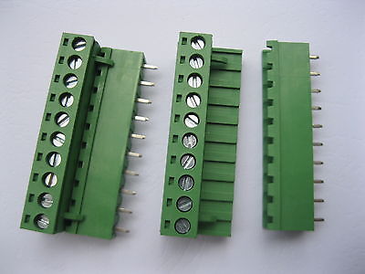 5 pcs 10 pin/way 5.08mm Screw Terminal Block Connector Green Pluggable Type New CY