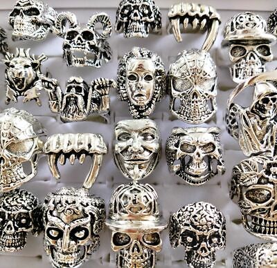 30pcs Skull Skeleton Gothic Rings Men's Rock Punk style rings Wholesale Jewelry Unbranded - фотография #3