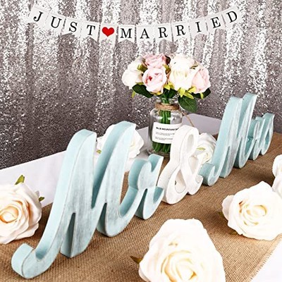  Wedding Decorations Set, Large Mr and Mrs Sign & Just Married Vintage Blue Does not apply Does Not Apply