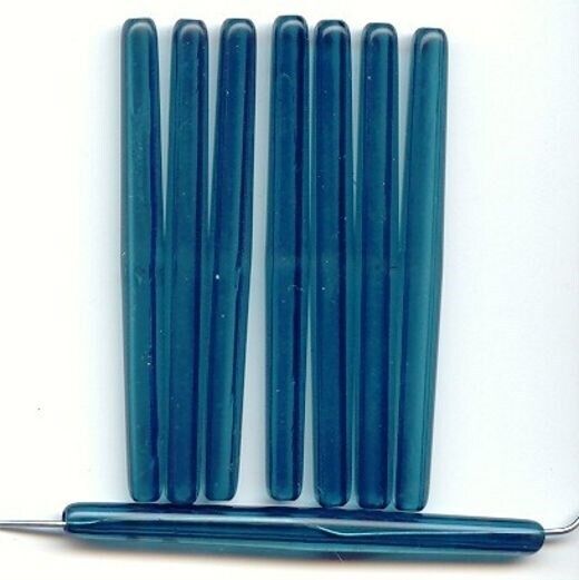 12 VINTAGE SEA GREEN ACRYLIC 60x6mm. SMOOTH TUBE STICK BEADS 6374 Unbranded
