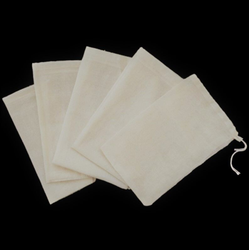 Qty 10 Cotton Tea Bags Unbleached 3" x 4" Reusable Drawstring Bouquet Garni Herb Unbranded N/A