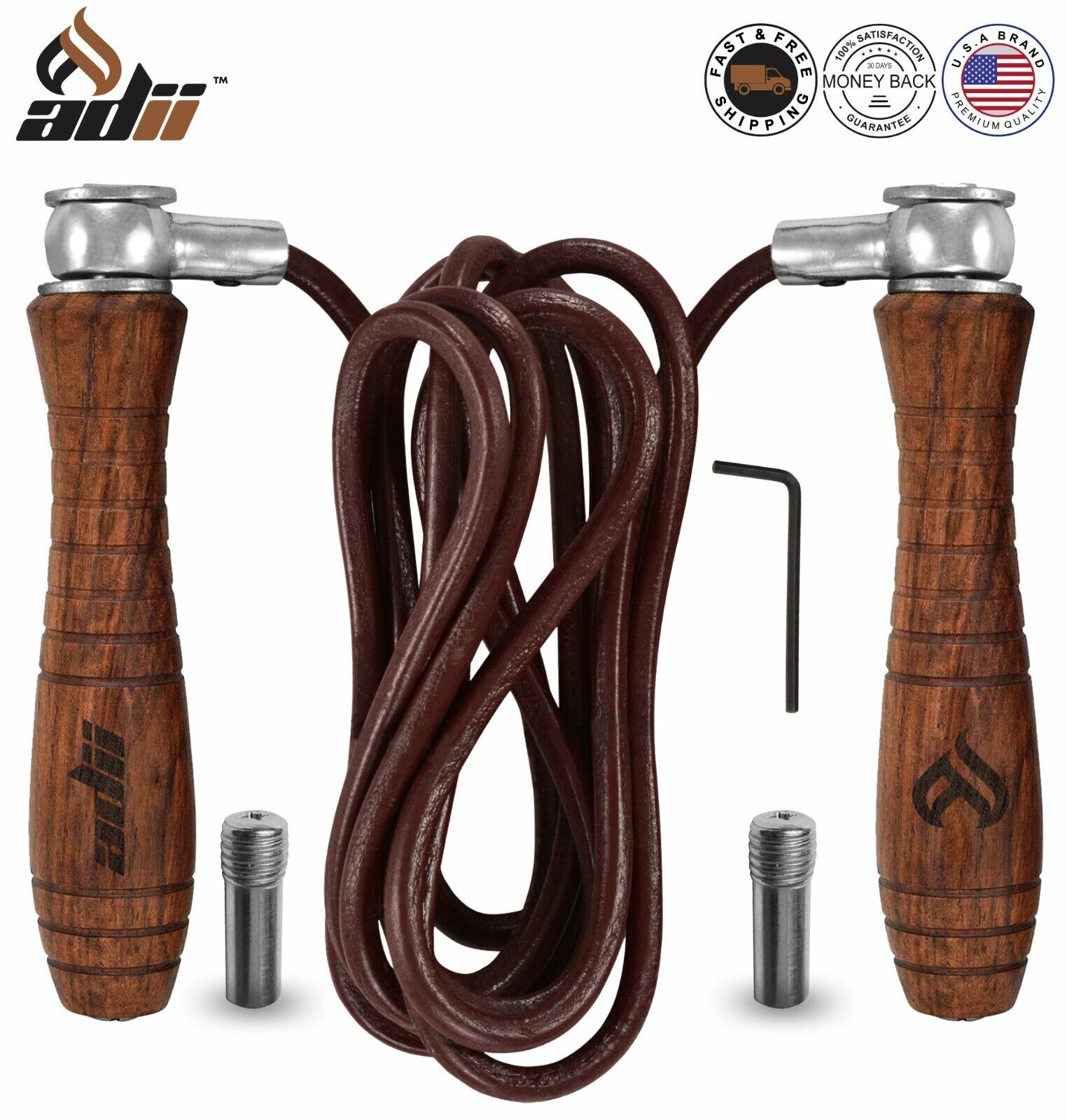 ADii™ Leather Skipping Adjustable Weighted Speed Jump Rope Gym Boxing Fitness   ADii™ ADii™ Leather Jump Rope