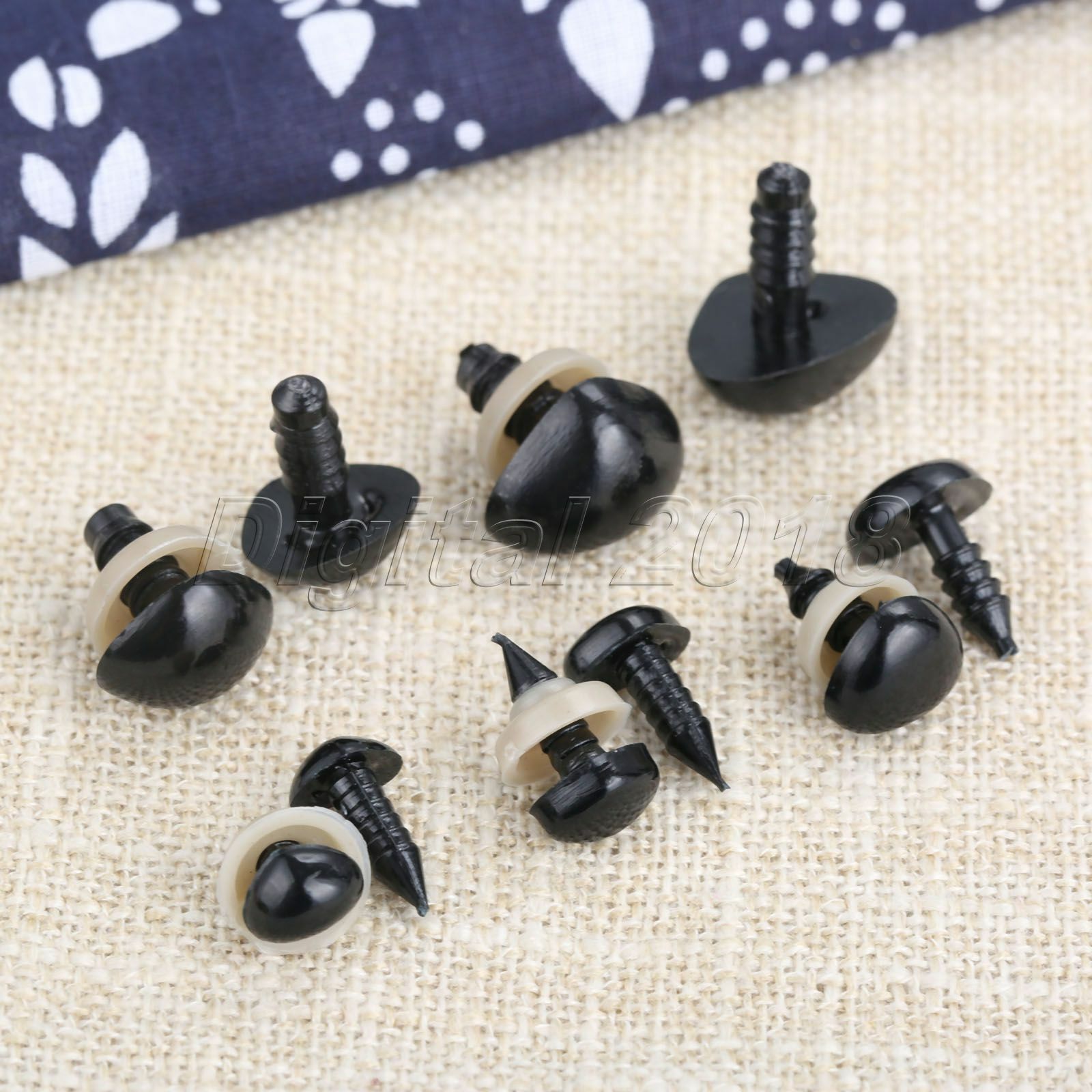 125Pcs 6*8mm-13*17mm Black Plastic Safety Nose For Doll Stuffed Animals Toys Unbranded Does Not Apply - фотография #3