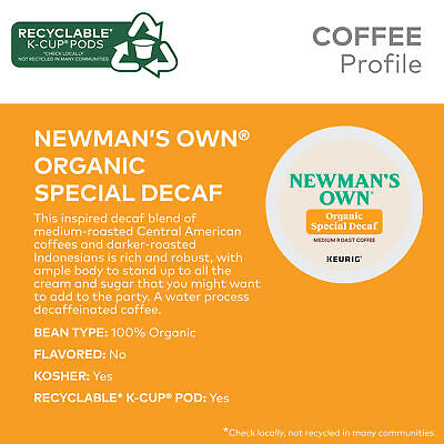 Newman's Own Organics Special Decaf Coffee, Keurig K-Cup Pod, Medium Roast, 96ct Newman's Own - фотография #3