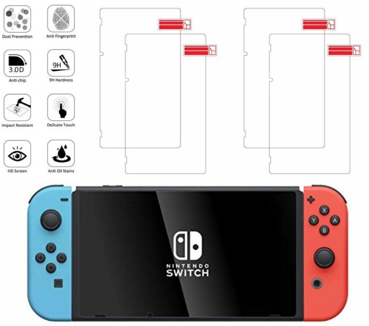 3x For Nintendo Switch Screen Protector Tempered Glass HD Clear Anti-Scratch Unbranded Does Not Apply - фотография #3