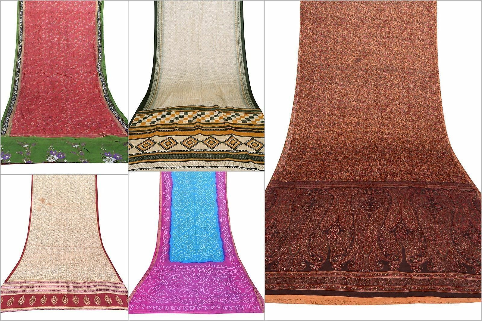 Lot Of 10 Vintage Indian Saree Pure Cotton Fabric Craft Used Art Multicolor Sari rajbhoomi_handicrafts Does Not Apply - фотография #3