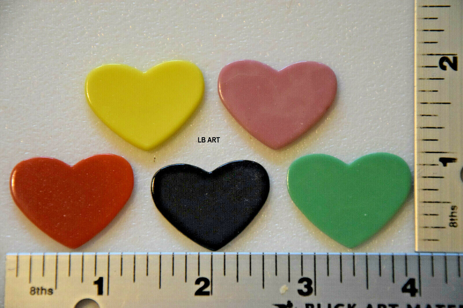 WASSER GLASS PACK OF 5 LARGE MIXED COLORED HEARTS 90 COE TESTED COMPATIBLE Wasser