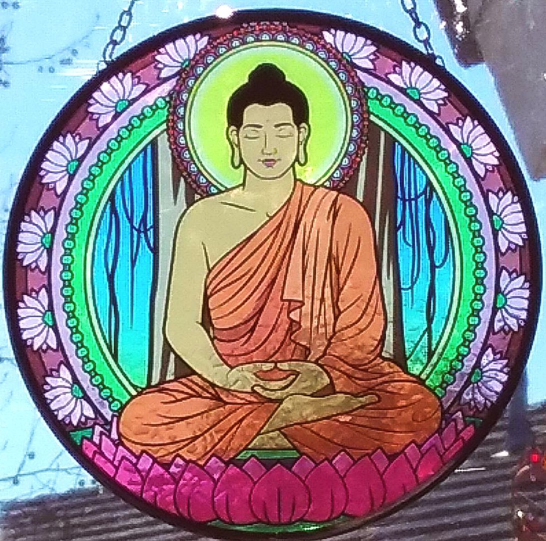 BUDDHA SUNCATCHER, 6" Stained Glass Look HINDU God Buddha Suncatcher,Buddhist Без бренда