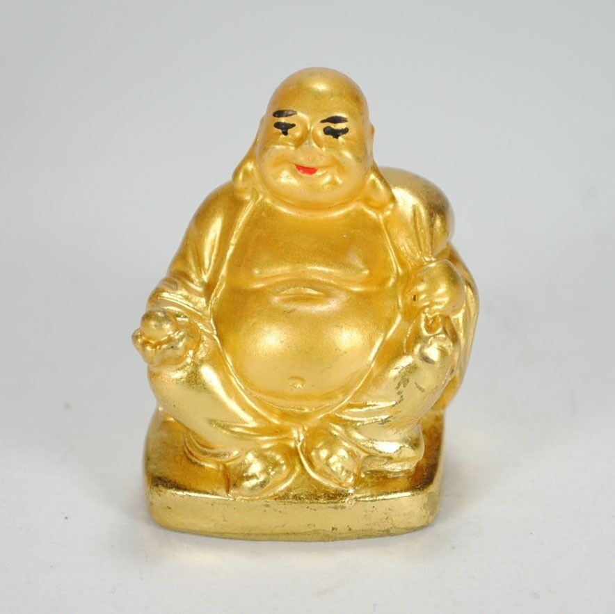 SET OF 6 GOLDEN HAPPY BUDDHA STATUES 2" Gold Color Hotei Fat Laughing Resin Lot Без бренда - фотография #5