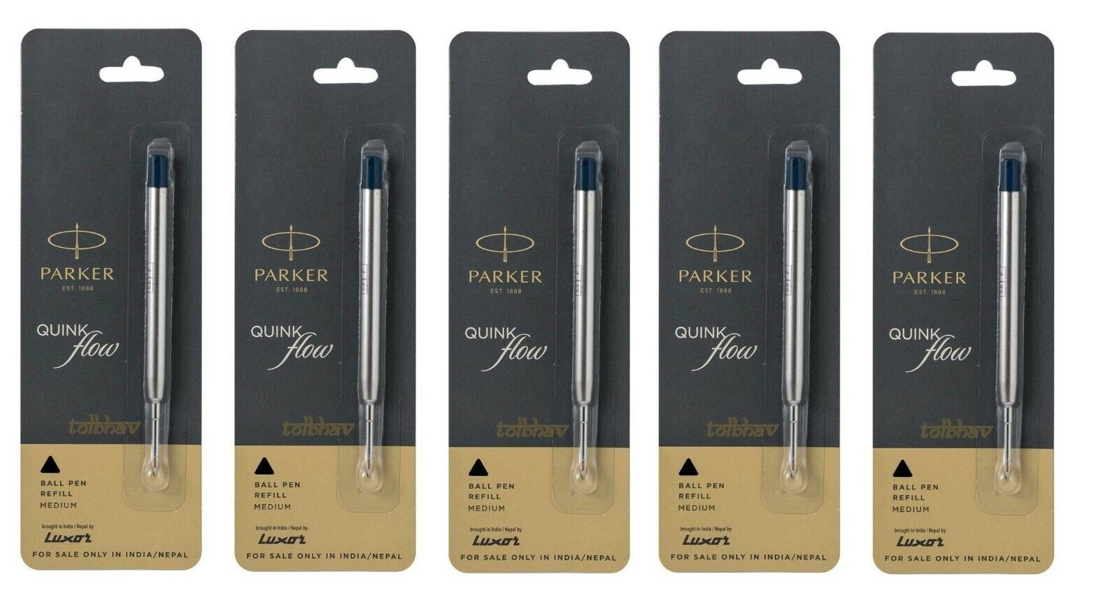 5 X Parker Quink Flow Ball Point Pen BP Refill Refills Black Ink Medium Nib New PARKER 9000017713 - фотография #2
