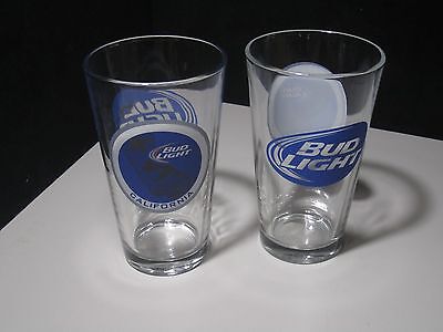 2 Bud Light California Republic 16 oz Beer Glasses Pub CA. Pint glass Bar sign  Без бренда