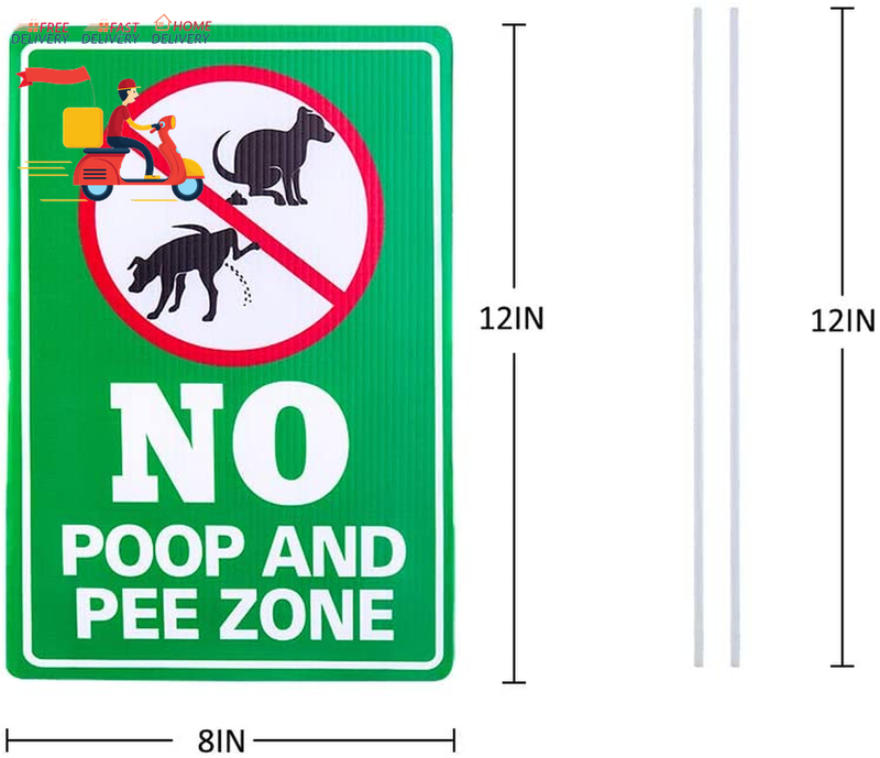 Double Side No Poop and Pee Zone Yard Signs with Stakes, 8''X12'' No Pooping Dog Does not apply - фотография #7